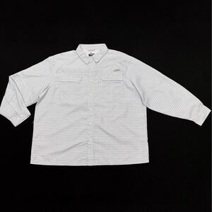 Habit Shirt Men 3XL White Long Sleeve Button Down Fishing Vented Check Pockets